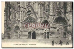 Old Postcard Bourges Cathedral Portal