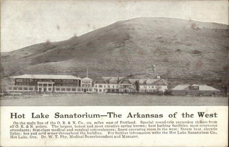 Hot Lake OR Sanatorium Arkansas of the West c1910 Postcard