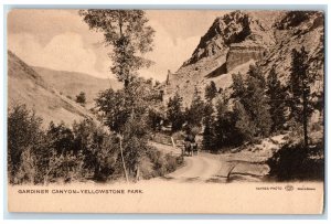 c1905 Gardiner Canyon-Yellowstone Park  Wyoming WY Mountain Dirt Road Postcard