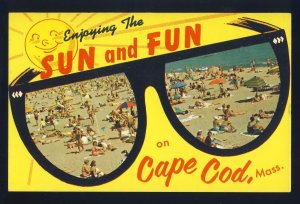 Cape Cod, Massachusetts/MA Postcard,  Enjoying Sun & Fun On Beach, Sunglasses