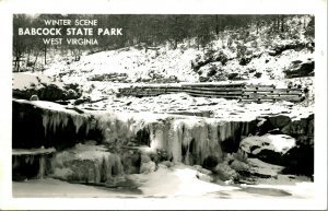 RPPC Winter Scene Babcock State Park Clifftop West Virginia WV UNP Postcard C12