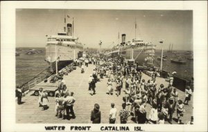 Catalina Island CA Waterfront Dock & Steamer Ships Boats Real Photo Postcard