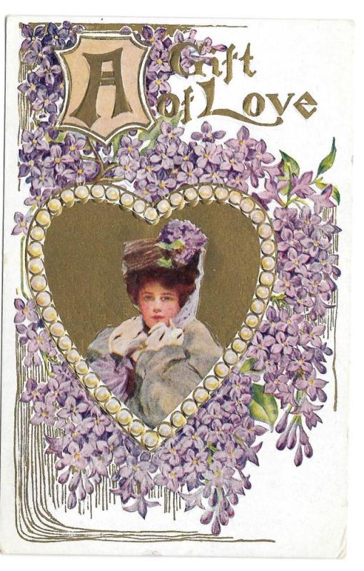 Valentine Beautiful Woman in Heart A Gift of Love Postcard