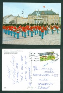 Denmark. Postcard. 1992 Military. Royal Guard. Amalienborg Castle Copenhagen.