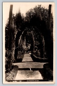 Vintage Sevilla Postcard Jardines del Alcázar Linares Real Photo Spain