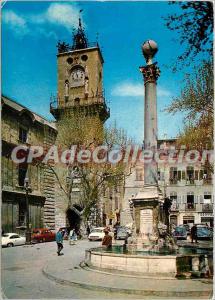 Modern Postcard Aix en Provence Town Hall Fountain (XVIII) and the Belfry (XV...