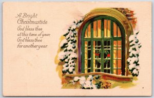 View In Through Window a Bright Christmastide UNP  DB Postcard D17