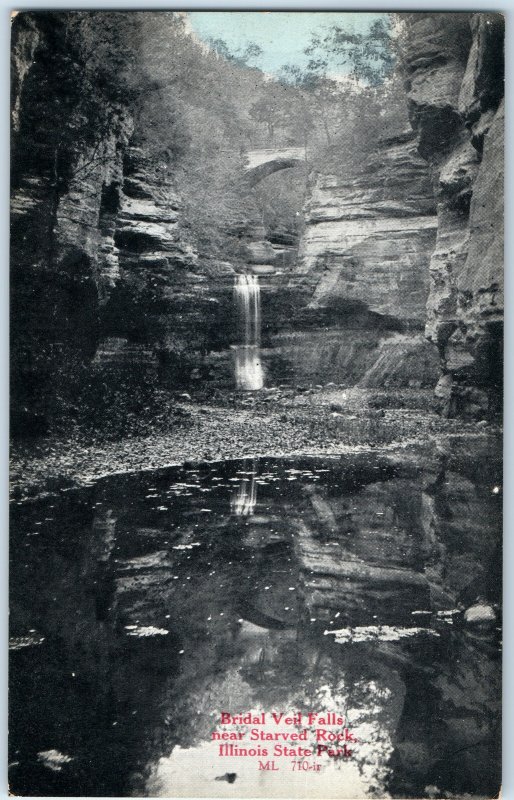 c1910s Bridal Veil Falls Starved Rock Illinois State Park Postcard A381