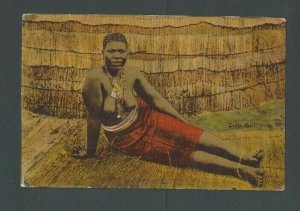 Ca 1940 Post Card South Africa Capetown Zulu Girl