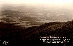 RPPC, East Burke VT Vermont LYNDONVILLE From LOOKOUT TOWER Caledonia Co Postcard