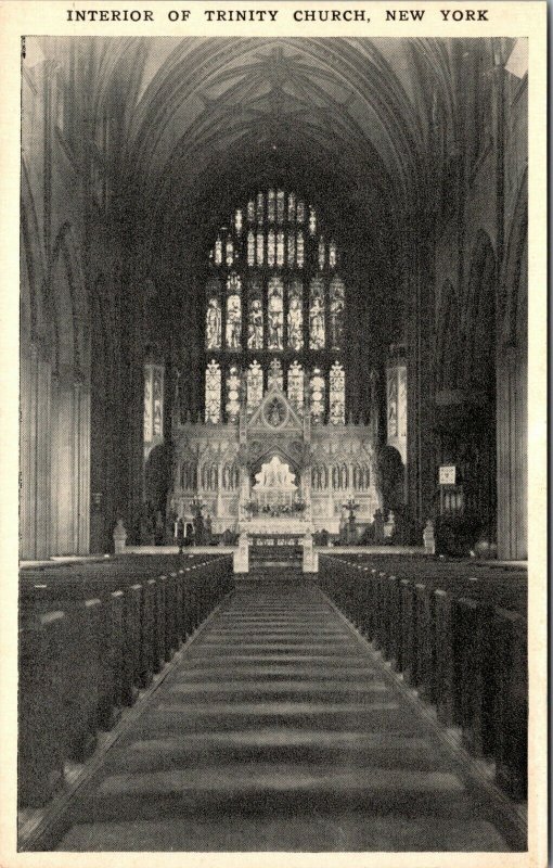 Interior TRINITY CHURCH NEW YORK - NY - Vintage Postcard - PC