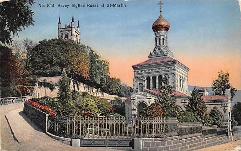 Vevey, Switzerland - Eglise Russe et St. Martin - Postcard