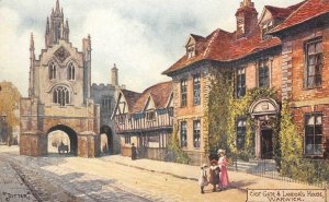 East Gate & Landor's House WARWICK England Pictorette Art 1910s Vintage Postcard