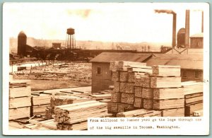 RPPC Lumber Yard and Sawmills Tacoma WA Washington UNP Postcard C15