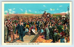 PROMONTORY, UT Utah CENTRAL PACIFIC RAILROAD~ Last Spike (1869) c1950s Postcard