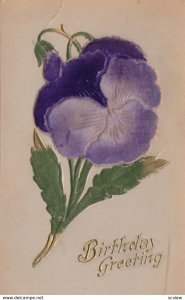 Silk Pansy Flower , 1900-10s ; Birthday Greetings