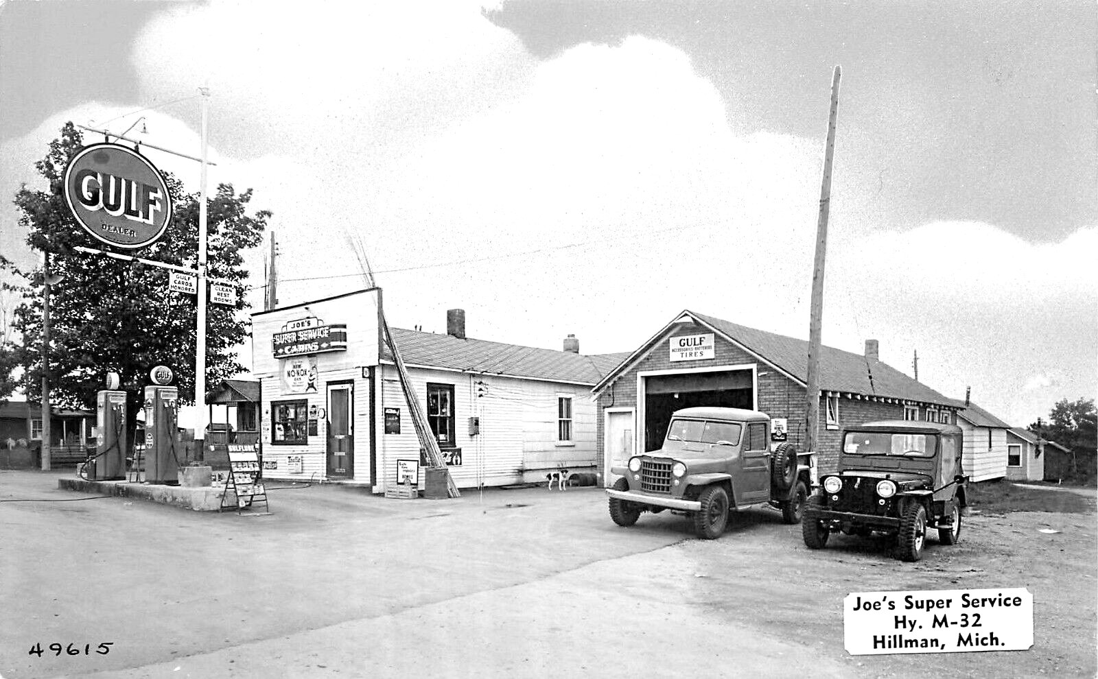 Hillman MI Joe's Super Service Gulf Gas Station Jeeps 4 x 6.5" Pre
