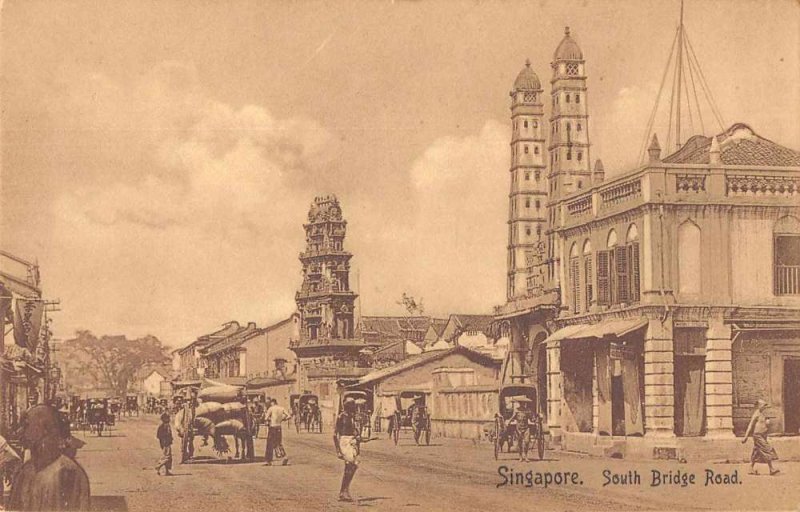 Singapore Malaya South Bridge Road Street Scene Vintage Postcard JI658449