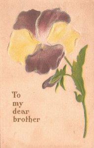 Vintage Postcard 1910's To My Dear Brother Multicolor Flower Greeting