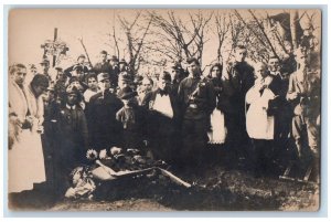 1919 WWI Soldier Funeral Priest Uniform Medals Hungary RPPC Photo Postcard 