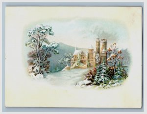 1880s Victorian Trade Card Winter Scenes Snow Mountains Fab! Lot Of 4 #5P