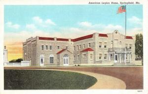 SPRINGFIELD, MO Missouri    AMERICAN LEGION HOME     c1940's Linen Postcard