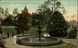 Thomasville GA Fountain & Stuart's Hotel c1910 Postcard