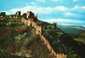 Postcard Turreted Hill And Grappa Mountain Venetian Prealps Marostica Italy