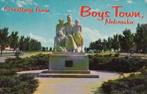 Nebraska Greetings From Boys Town Statue Of Father Flanagan and Boys