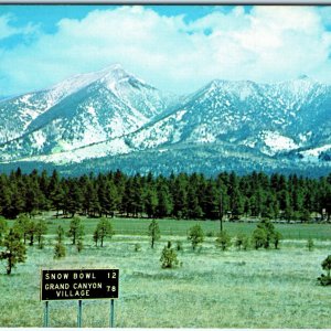 c1960s Flagstaff, AZ San Francisco Peaks Route 66 Snow Bowl Sign Chrome PC A300