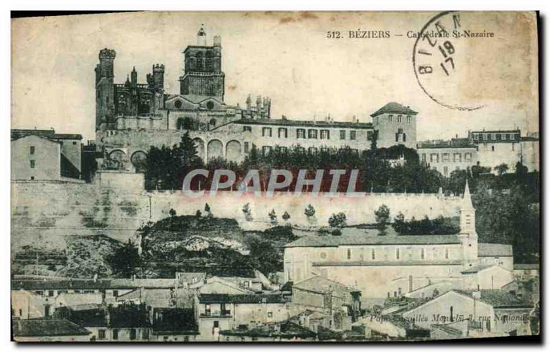 Old Postcard Beziers Cathedral St Nazaire