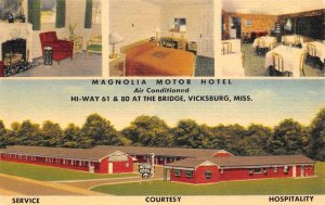 Vicksburg, Mississippi MAGNOLIA MOTOR HOTEL Roadside ca 1940s Linen Vintage