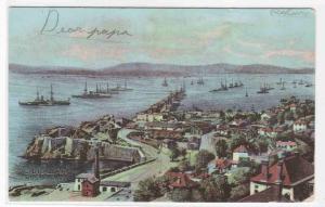 Rosia Bay Navy Warships Panorama Gibraltar UK 1911 postcard