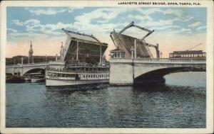 Tampa FL Lafayette St. Bridge Steamer Boat c1920 Postcard