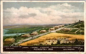 View Overlooking Plymouth Colony Circa 1622 MA Vintage Postcard K43