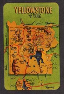 WY Yellowstone National Park MAP Postcard Wyoming ID MT