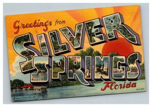 Vintage 1947 Postcard Greetings From Silver Springs Florida - City Harbor Views