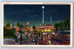 1940 Chicago Illinois Postcard Enchanted Island Night Playground Children Fair
