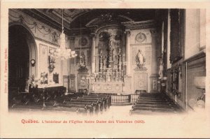 Canada L'Interieur de l'Eglise Notre Dame des Victoires Quebec Postcard C091