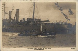 Portsmouth UK Battleships British Royal Navy King Makes Tour Real Photo Postcard