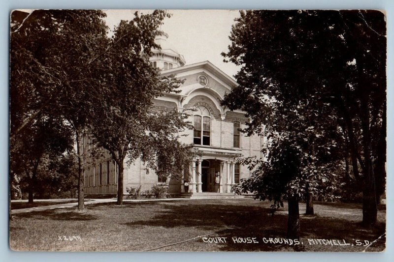 Mitchell South Dakota SD Postcard RPPC Photo Court House Building 1918 Antique