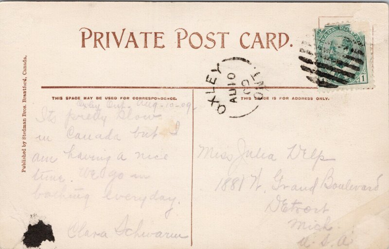 Oxley Ontario Post Office c1909 Oxley ONT Cancel Postcard G82