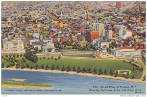 Aerial view showing Delaware River and Stacy Park, Trenton, New Jersey,  30-40s