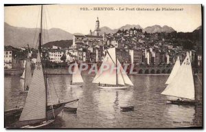 Old Postcard Menton Port Boat Plaisance