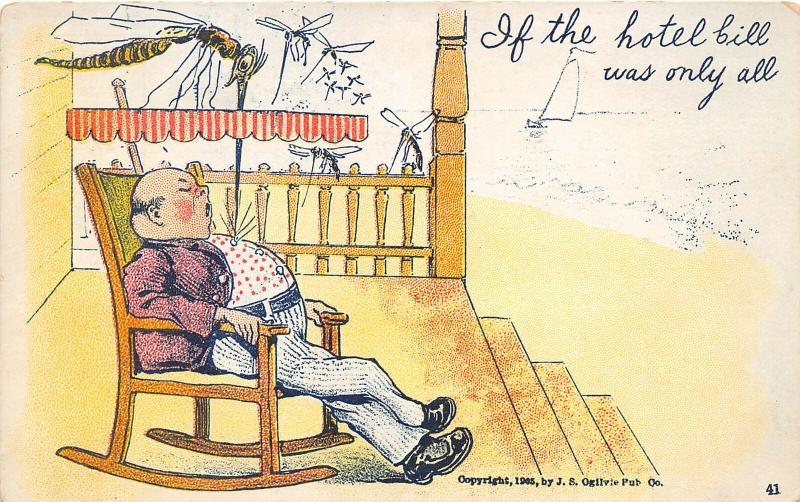 F26/ Insect Bug Pest Comic Postcard Mosquito c1910 Man Bite Chair 16