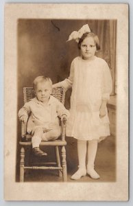 Alston WV RPPC Children Rutherford Hill Ford Rinehart Family Akron Postcard A44