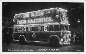 uk51358 illuminated trolly bus portsmouth and southsea real photo uk Royalty