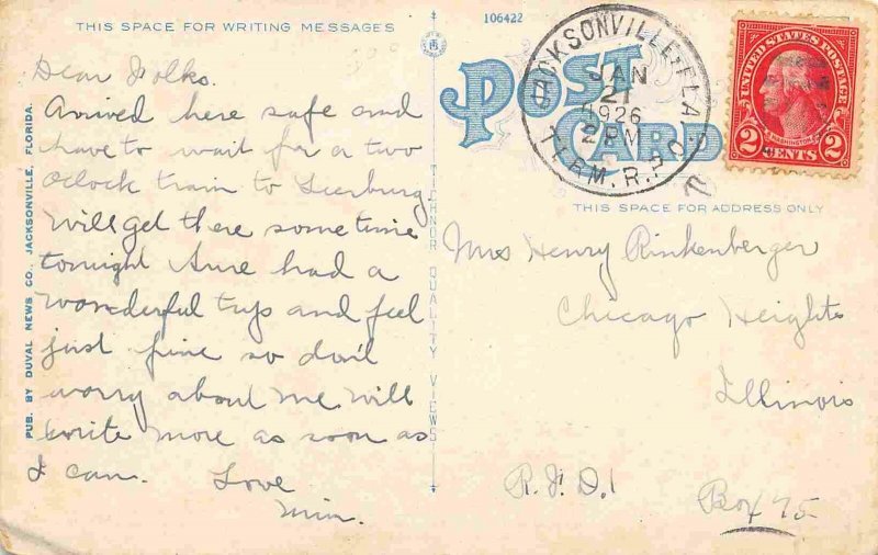 Public Library Jacksonville Florida 1926 postcard