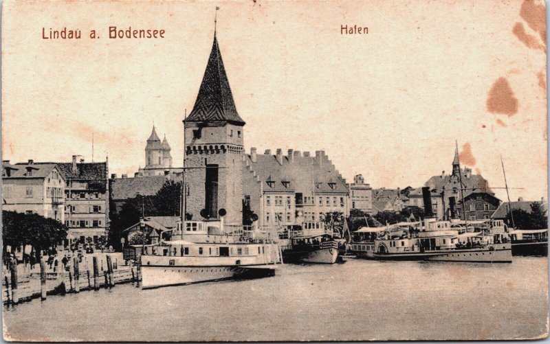 Germany Lindau Bodensee Hafen Vintage Postcard C119