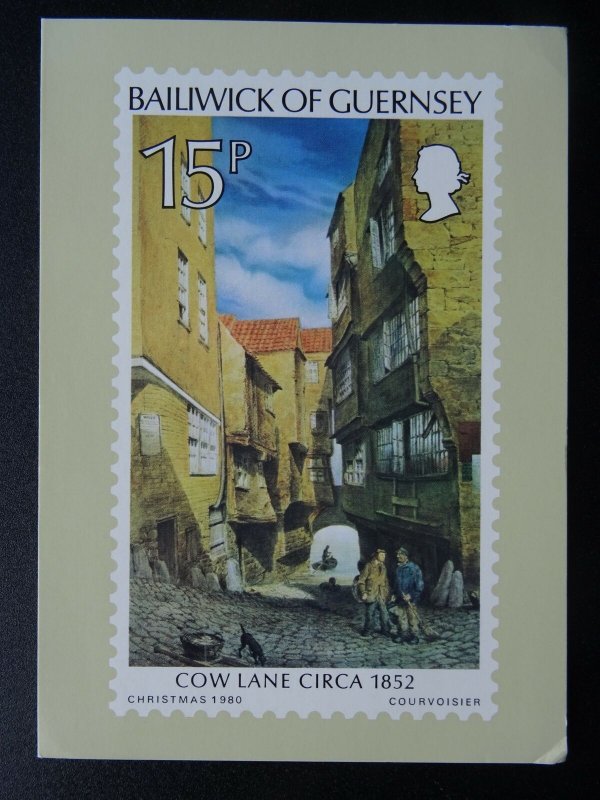 Bailiwick of Guernsey COW LANE c1852 1-D 1980 Christmas Postcard